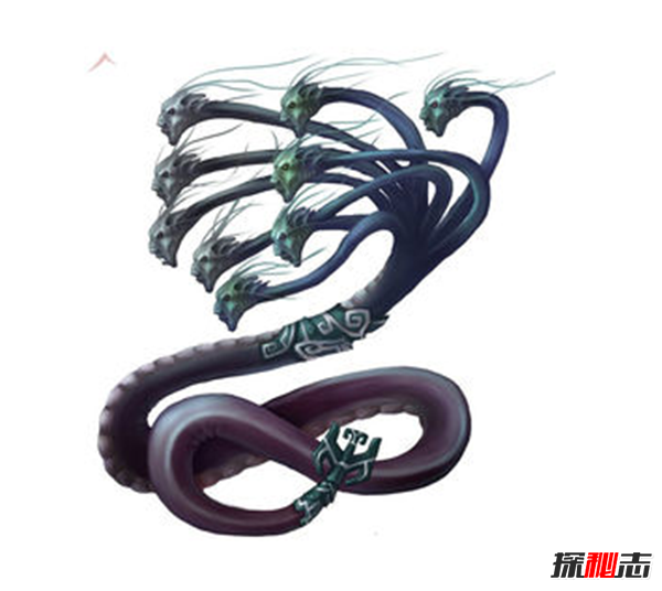 上古神話(huà)兇神相柳圖片,九嬰和相柳是同一物種?(九頭蛇身)