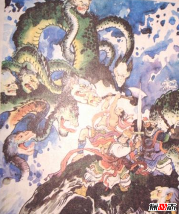 上古神話(huà)兇神相柳圖片,九嬰和相柳是同一物種?(九頭蛇身)