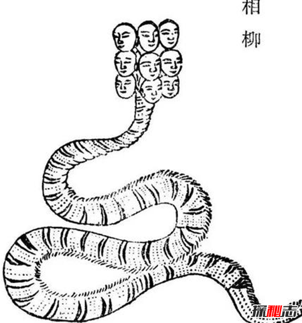 上古神話(huà)兇神相柳圖片,九嬰和相柳是同一物種?(九頭蛇身)